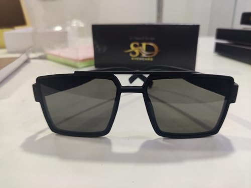 S&D Classic Retro Square Sunglasses for Men & Women – UV400 Protection, Unisex Stylish Black Frame2