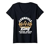 donna cornhole king hittin' holes crushin' souls maglietta con collo a v