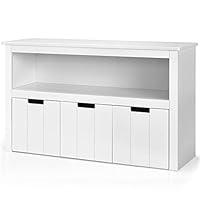 Maxmass Kids Toy Storage Organizer, Children Storage Cabinet with Drawers, Large Open Shelf, Wooden Book Display Unit for Playroom, Kindergarten, Living Room (White, 102 x 33 x 62 cm)