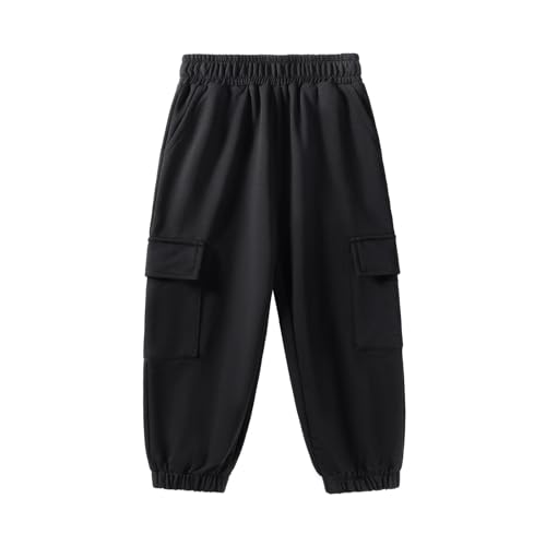 Boy Sweatpants Kids Elastic Waist Baggy Cargo Pants with Pockets Solid Color Casual Joggers for Little Boys2