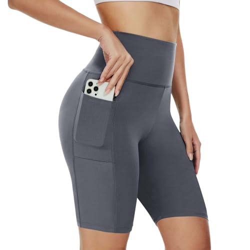 Pantalon Chandal Mujer Mallas Deporte Mujer Cortas Shorts de Yoga con Bolsillos Control Abdomen y Transpirables Gimnasio y Ejercicio al Aire Libre