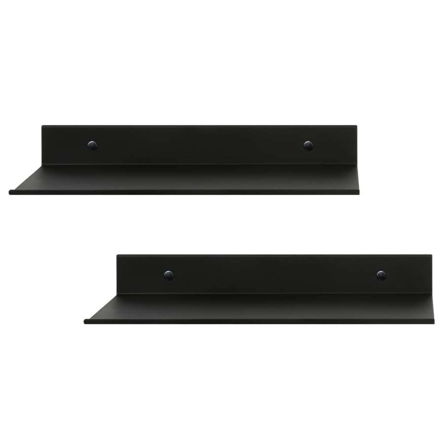 Z metnal Small Decor Shelves, Mini Floating Display Wall Shelf for Smart Speaker Collectables, Aluminum, Wall Mounted, Matt Black,12 x 5 inch,1ft Wide, 2 Pack