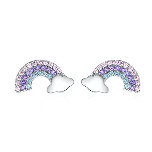 Boucles d'oreilles arc-en-ciel en argent sterling et zircon coloré de haute joaillerie