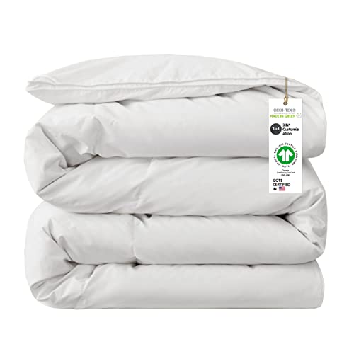 Delara Multi-Purpose 3IN1 300TC Organic Cotton Duvet Insert Detachable New Zealand Wool Fill 8 Corner Tabs Baffle Box Comforter,200 GSM,400 GSM,600 GSM