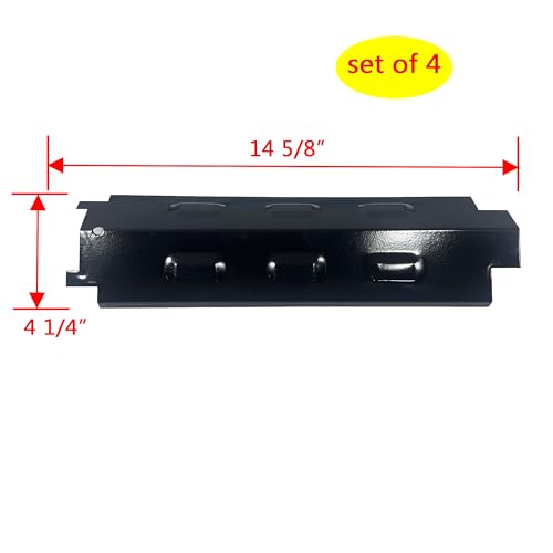 Direct Store Parts DP131 (4-pack) 14 5/8\" x 4 1/4\" Porcelain Steel Heat Plates Replacement for Charbroil, Master Chef, Thermos, Master Forge, Brinkmann, Savor Pro, Grill King, Kmart Gas Grill