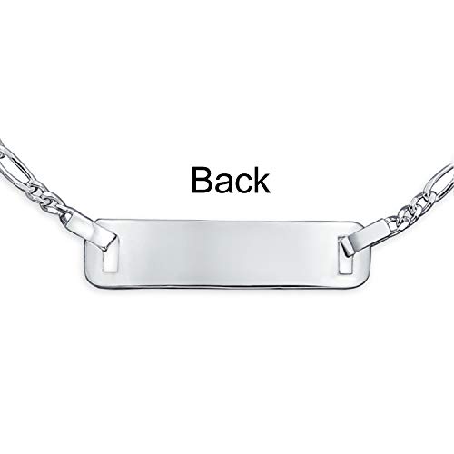 Image of Bling Jewelry Dainty Personalize Engrave Thin Identification ID Bracelet Curb Cuban Link Name Plated.925 Silver Sterling Small Wrist 6 Inch