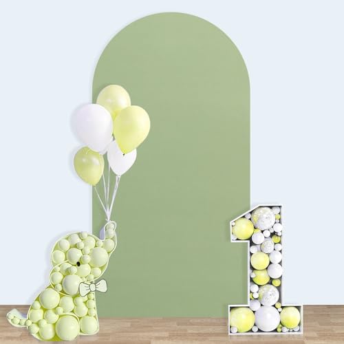 Wedding Arch Cover Spandex Sage Green 6.6ft Arch Backdrop Cover Chiara Arch Backdrop with Stretch Cover Oval Arch Backdrop Stand Cover Green Spandex Arch Cover for Balloon Outdoor Party Reception