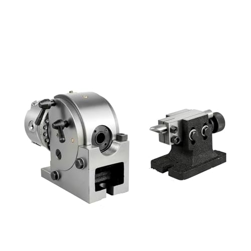 Image of Dividing Head Precision Semi Universal BS0 BS1 4 inch 5 inch 6 inch Indexing Head W /Tailstock & Chuck For Drilling Milling Grinding For Beginnners DIY Use(With 4In 3-Jaw Chuck)