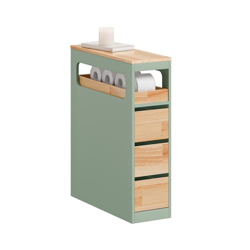 SoBuy Badezimmerschrank mit Rollen, Schmal Badschrank mit...