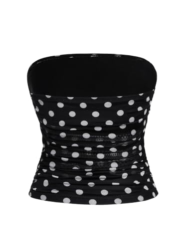 Image of Floerns Women's Rhinestone Sleeveless Bandeau Party Corset Sequin Tube Top | Strapless, Glitter, Sparkly, Mesh, Club, Going Out, Concert Outfit Top
