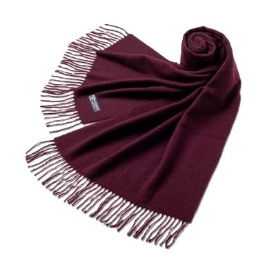 (B1-4)大判 カシミヤ100% マフラー(ボルドー)