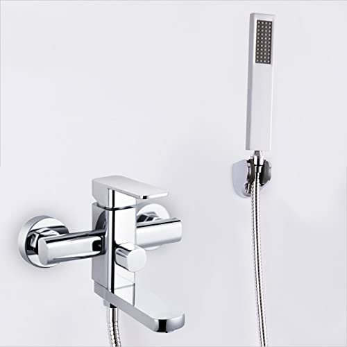 Mitigeur de douche blanc en laiton anti-calcaire avec douchette et cascade de bain