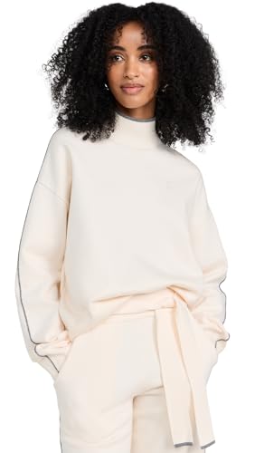 ALALA Women's Framed Knit Mock Neck, Creme/Grey, S
