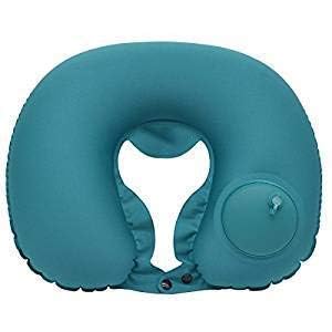 Sakar Automatic Inflatable U-Shaped Cushion for Travel | Push-Type Air Neck Pillow Sleeping, Outdoor, Office & Flights Soft Velvet, Lightweight, Portable