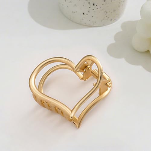 1 Pcs Gold Metal Hair Claw Clips for Women Girls Medium Small Hair Accessories for Thin Hair Heart