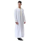 CHENSIYU Muslim Robe Herren Jilbab Wintermantel Langarm Hijab Abaya Mantel Herren Lang Islamische Gebetskleidung Einfarbig Ramadan Roben Muslimische Kleidung für Männer