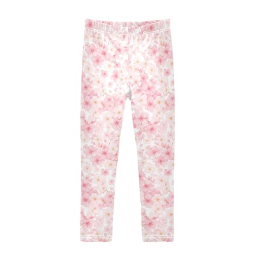 Cherry Blossoms Kids Baby Girls Leggings Stretchy High Waisted Leg Yoga Pants Exercise