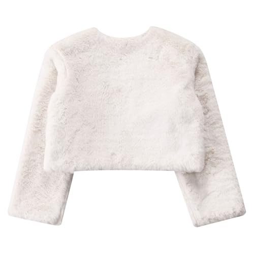 Loyan Little Girls Wedding Party Dress Coat Faux Fur Crop Jacket Open Front Bolero Shrug Princess Cape4