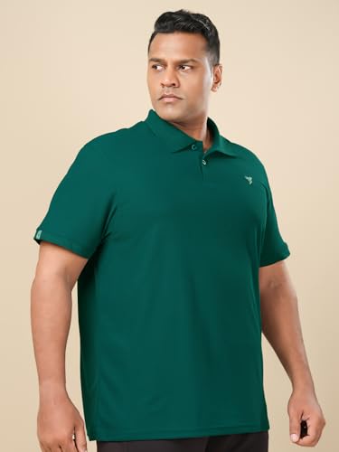 Image of TECHNOSPORT Men's Solid Slim Fit Polo Collar T-Shirt MATPIQ Half Sleeve Button Polyester for Gym Golf Casual Anti Odour UPF50+