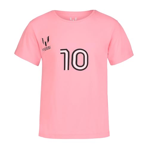 Image of Messi Girls' Lifestyle Short Sleeve T-Shirt, Slim-fit Graphic Tee, Cotton Blend Fabric