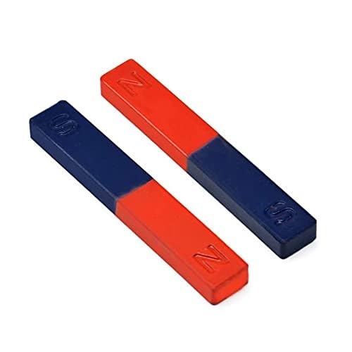 KRYTONE�.Fx 2 pcs Bar Magnet Physics Experiment Tool Red Blue Painted N/S Bar School Magnet Pole Teaching AIDS Educational Toys for Children