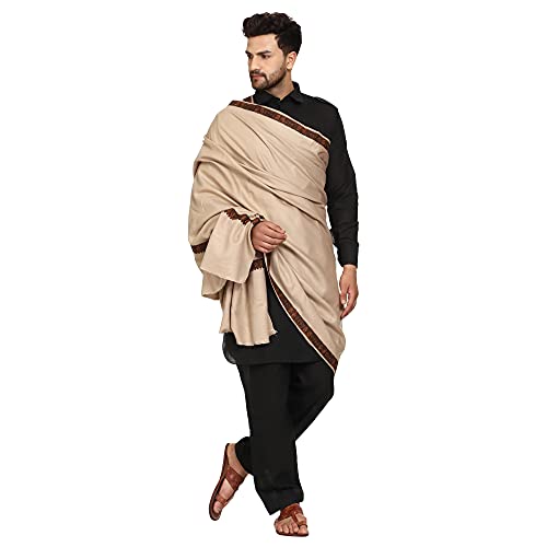 Image of SWI WITH LABEL Men's Kashmiri Embroidered Wool Shawl