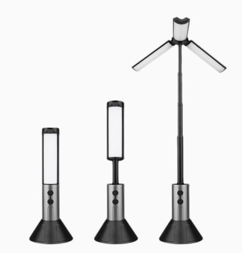 Lampe de camping rechargeable multifonction avec trépied télescopique pliable pour l'extérieur