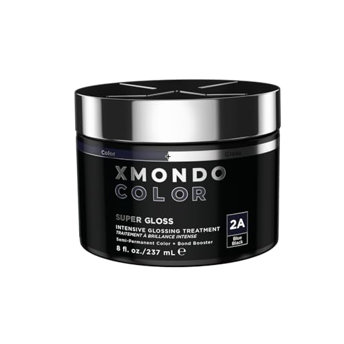 XMONDO Color Blue Black Color Depositing Mask & Semi-Permanent Hair Dye Super Gloss Infused with Bond Boosters for Nourishment, Revitalize & Repair, Vegan Formula, 8 Fl Oz