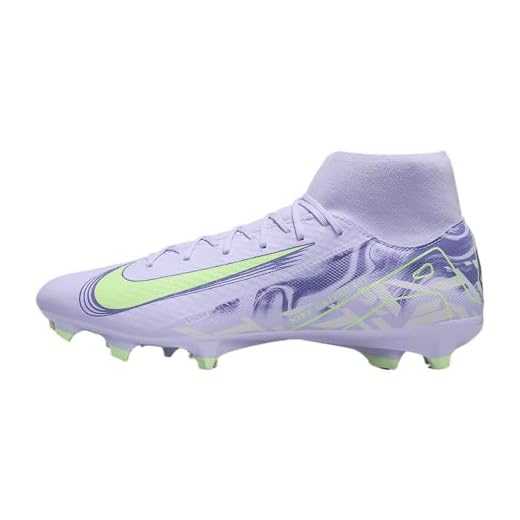 Nike United Mercurial Superfly 10 Academy MG High-Top Soccer Cleats (HF1601-500, Purple Agate/Barely Volt) Size 8.5