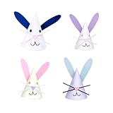 Mikinona Set 4 Cappelli di Compleanno Fai da Te per Cappello da Coniglio Colorato in Carta Accessorio per Festa di Compleanno Pasqua e Maschere Decorazione per Costumi e Foto