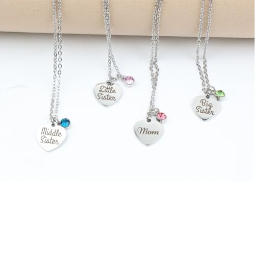 Mother Daughter Necklace Gift Set,Big Sis Middle Sis Lil Sis Mom Jewelry Necklace,Best Friends Necklaces2