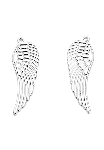Angel Malone A Pack of Guardian Angel Fairy Single Feathered Wings Pendant Charm Beads, Jewellery Making Findings - UK Seller (20pcs 17mm Silver)