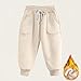 Toddler Boys Fashion Corduroy Sweatpants Kids Fuzzy Fleece Lined Joggers Casual Winter Warm Outdoor Sports Trousers Beige