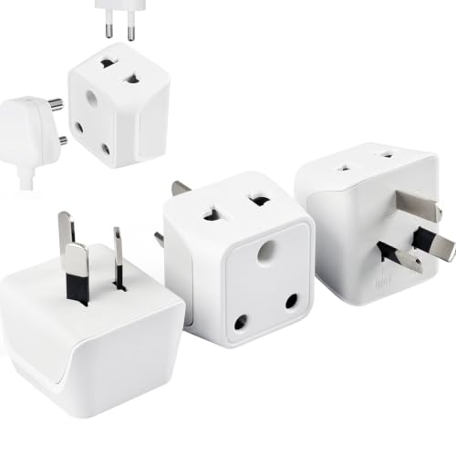 Image of Ceptics India to Australia Adapter Plug, China, New Zealand & More - Type I - CE Certified - RoHS Compliant - White - CE - RoHS - 3 Pack - Lifetime Limited Warranty