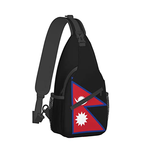 Mochila cruzada unisex Nepal Flag Black resistente miniatura 3