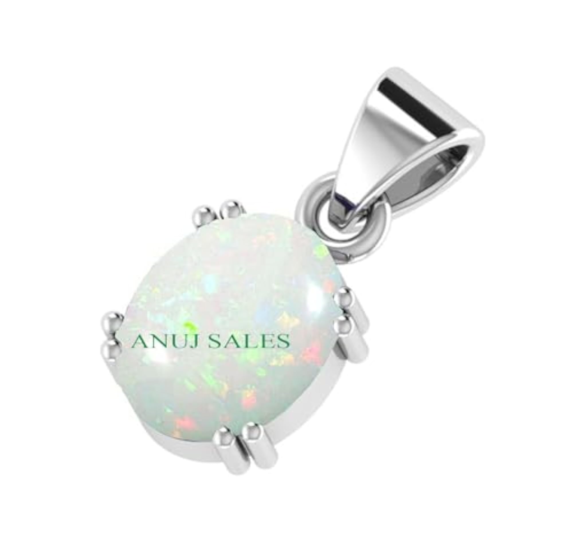 Men's AA Opal Silver Plated Pendant, Certified Natural Stone