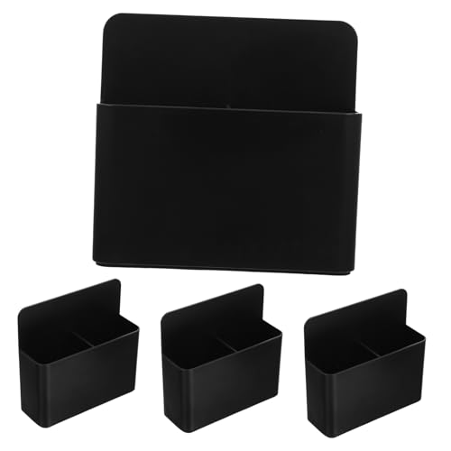 Porte-stylo magnétique pour casiers avec support de marqueur ABS noir et 2 grilles de rangement