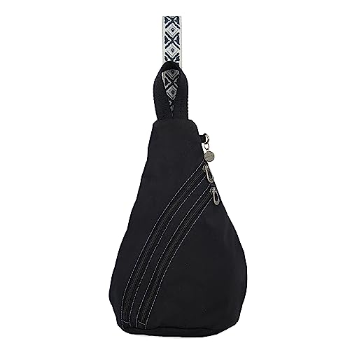 Sakroots On The Go Sling Backpack in Eco Twill, Adjustable Sling Strap, Black