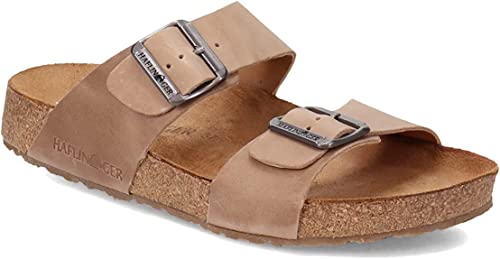 Image of HAFLINGER Andrea Elegant Leather Sandals with Rubber Sole and Cork Latex Footbed Unisex
