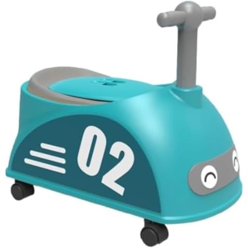 Fiyyuga補助トイレ、子供用、トイレ、トイレトレーニング、ポータブルトイレ、蓋付き、軽量、かわいい、車型、車輪付き (ブルー,クッション)