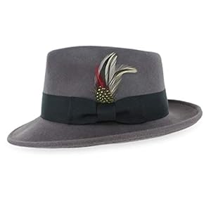 Belfry Gangster 100% Wool Stain Resistant Crushable Dress Fedora in Black Grey Navy Brown Pecan