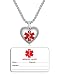 JF.JEWELRY Medical ID Alert Necklace for Women & Girls with Stainless Steel Heart Tag,24 inch Free Engraving