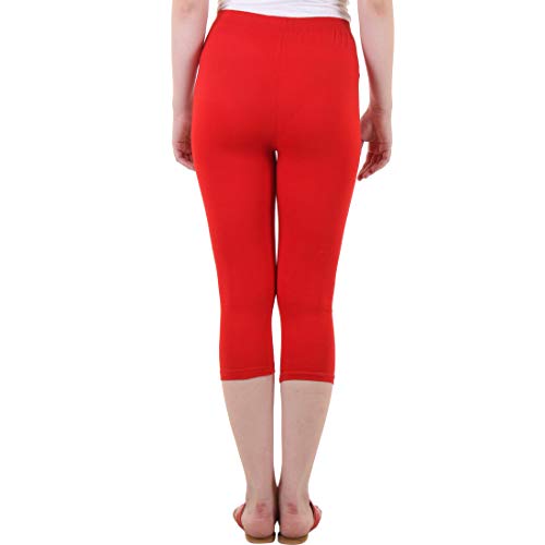 Image of DIAZ Women Cotton Stretchable Capri | Slim /Regular Fit | Breathable Yoga, Gym & Lounge Wear | High-Waist Stretchable 3 /4 Length Leggings with Wide Waistband - Pack of 1