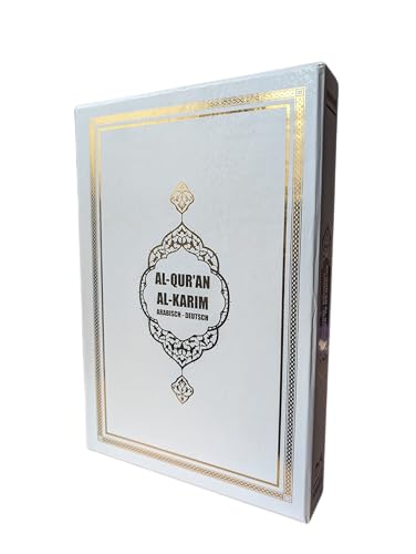 Quran, Koran mit Umschlag, Hochwertig, Mus'haf, Weiß - Gold, Arabisch - Deutsch, islamische Geschenke