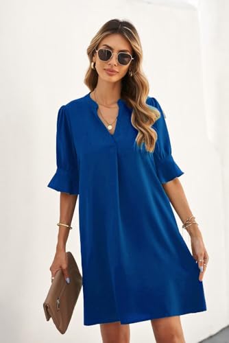 Robe à manches longues ample col en V pour un confort sans complexe - 4