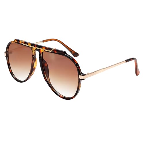 FrostyFlair Gafas de Sol Vintage, Estilo Retro de los 70s, Gafas de Aviador para Hombres y Mujeres, Metal Dorado