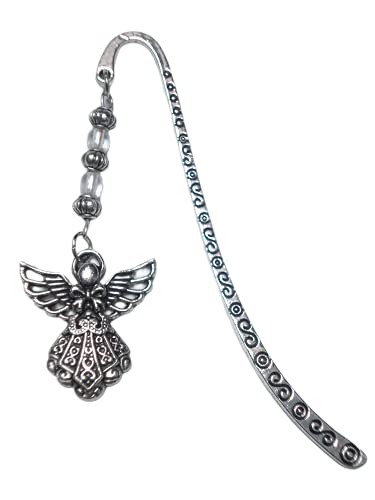 Marque pages argent tibétain - perles et breloque ange