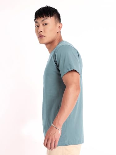 Image of BEYOUNG Cotton Regular Fit Plain T-Shirt for Men | Flexible Round Neck | Casual T-Shirt | Solid T-Shirt | Half-Sleeves | Stylish T-Shirt