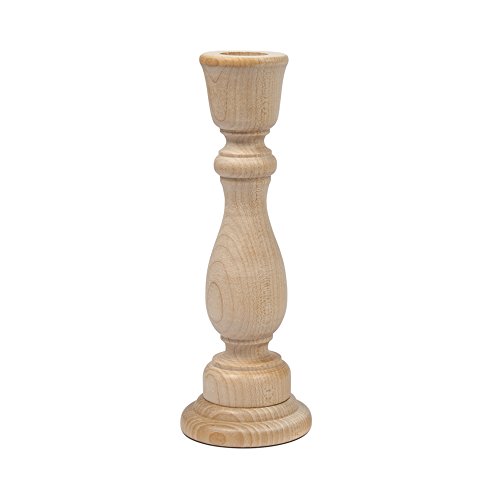 Unfinished Candlesticks 6-3/4 Inch, Unfinished Wooden Candlestick Holder - Bag of 2 - Thumbnail 2