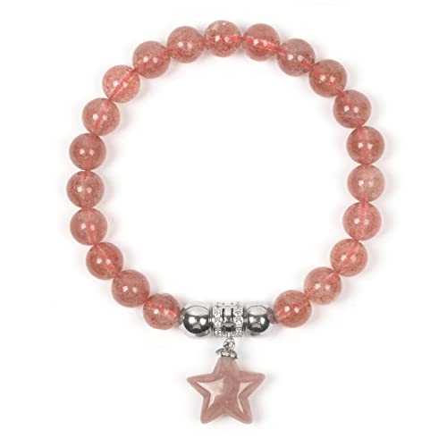 Bracelet élastique en pierre précieuse naturelle de 8mm avec breloque étoile par Justinstones